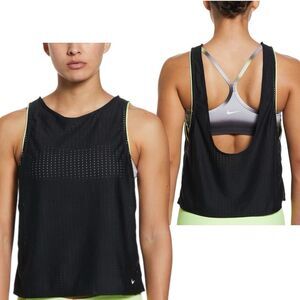 Nike Swim Tankini WMNS‎ S Black Stripe Convertible Layered Mesh Workout Grey Bra